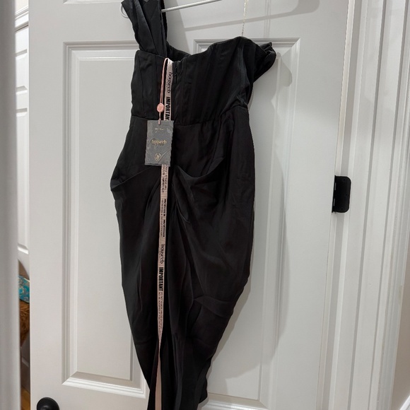 Janis Black Satin Corset Midi Dress by House of CB - Picture 2 of 4